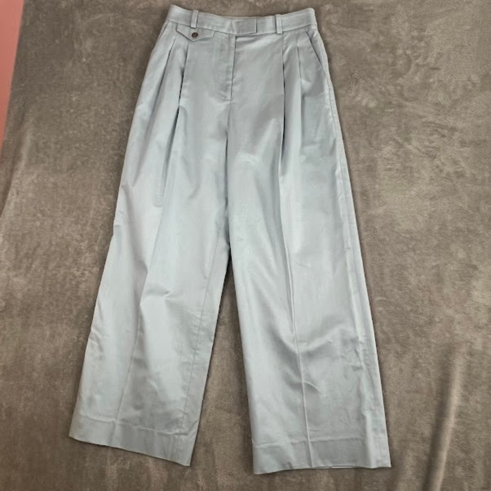 Banana Republic Wide Leg Trouser Pants Womens 6 Light Blue Pleated Career